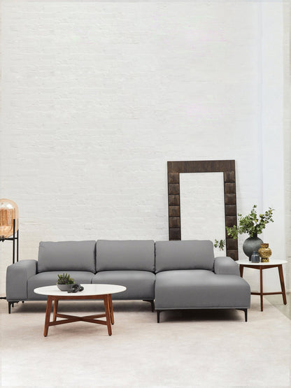 Rakel 3 Seat Grey Fabric Left Chaise Sofa - Skandi London