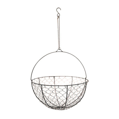Outdoor Hanging Wired Netted Basket Zinc H40cm D40cm - Skandi London