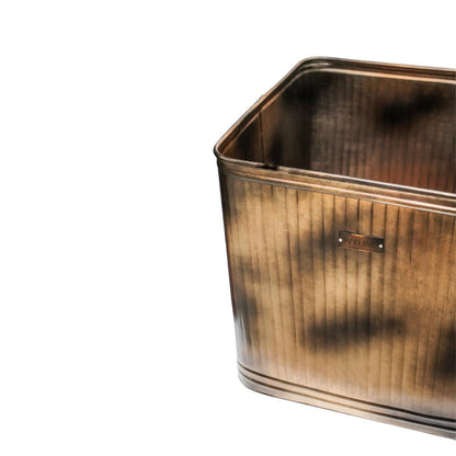 Outdoor Ulrica Square Copper Metal Planter - Medium - Skandi London
