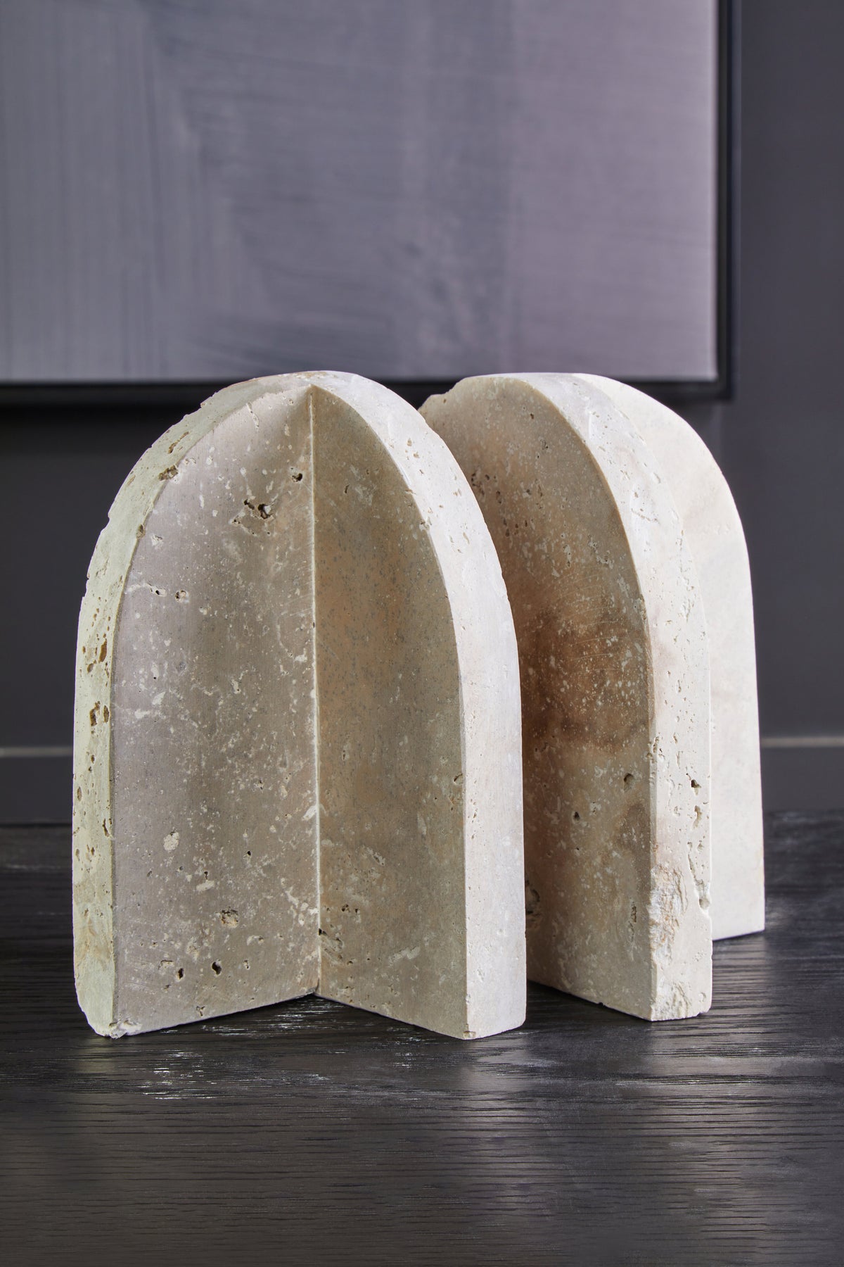 Ragnar Travertine Set of Two Arched Bookends