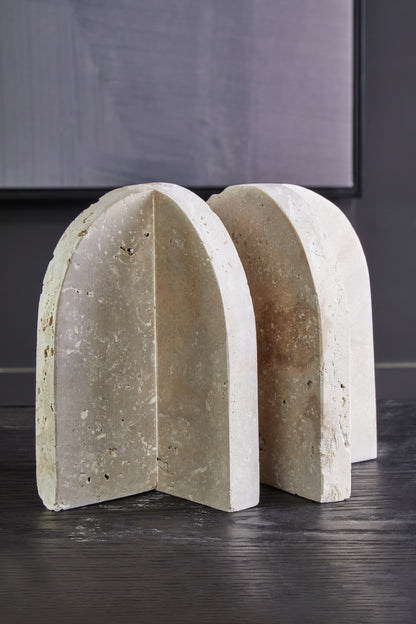 Ragnar Travertine Set of Two Arched Bookends