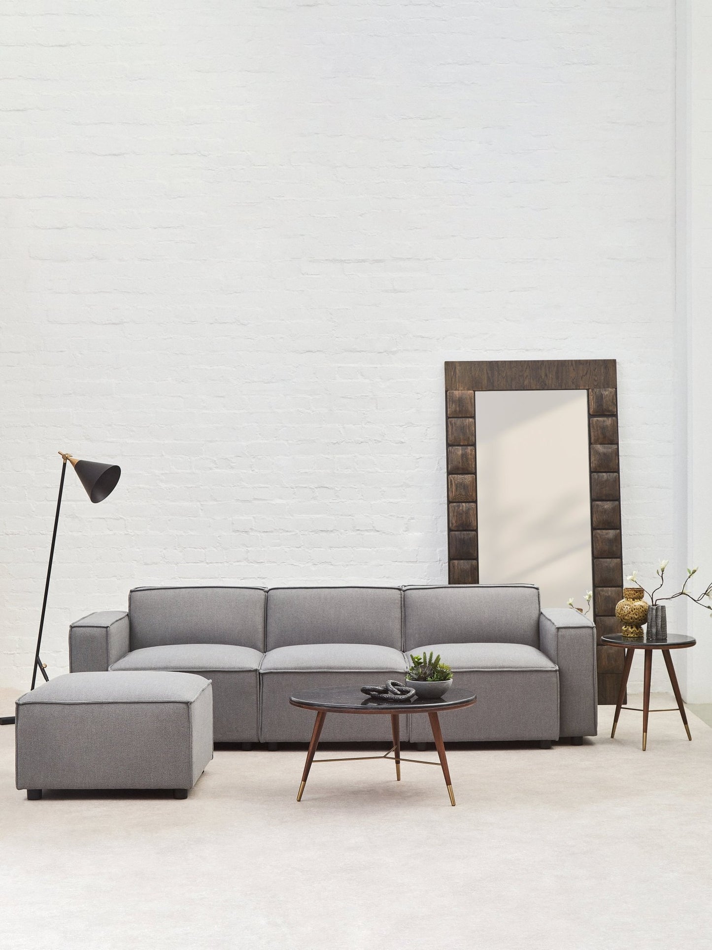 Rana Grey Fabric Armless Sofa - Skandi London