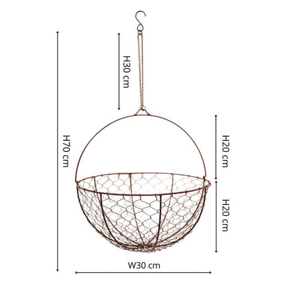 Outdoor Hanging Wired Netted Basket Bronze H40cm D40cm - Skandi London