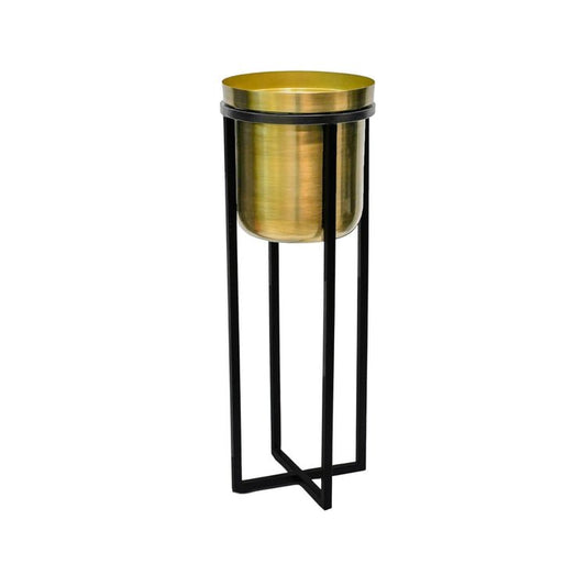 Calla Planter Stand Black/Antique Gold H78CM D29CM - Skandi London