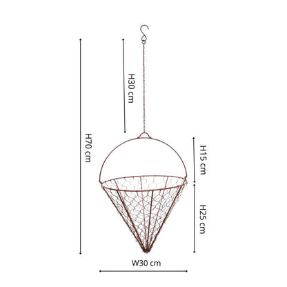 Outdoor Hanging Wired Netted Cone Bronze H40cm D30cm - Skandi London