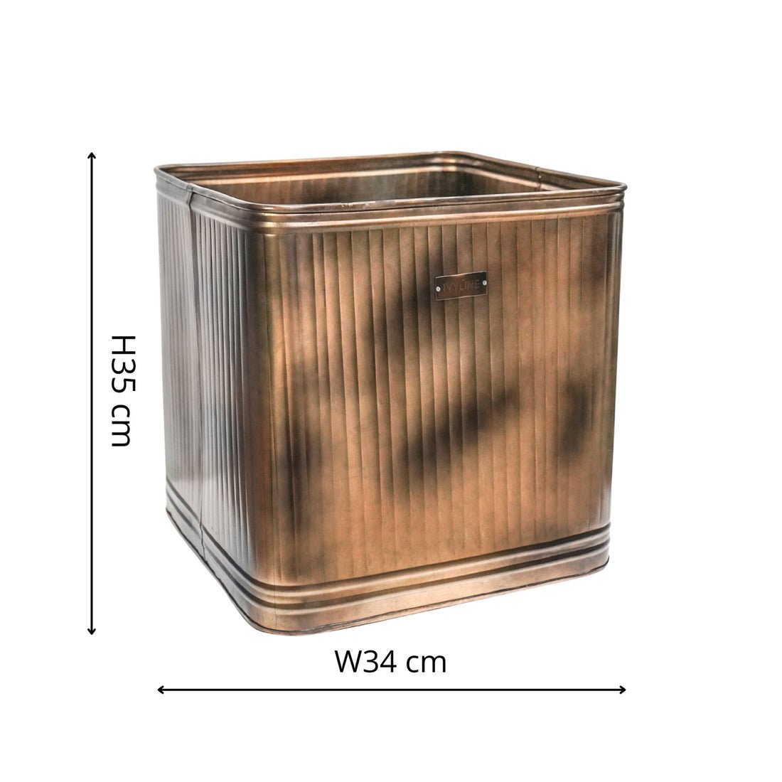 Outdoor Ulrica Square Copper Metal Planter - Medium - Skandi London