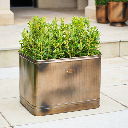 Outdoor Ulrica Rectangular Copper Metal Planter - Large - Skandi London