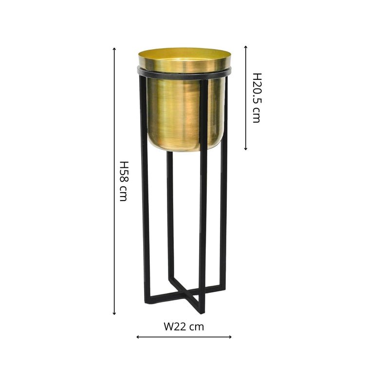 Calla Planter Stand Black/Antique Gold H78CM D29CM - Skandi London