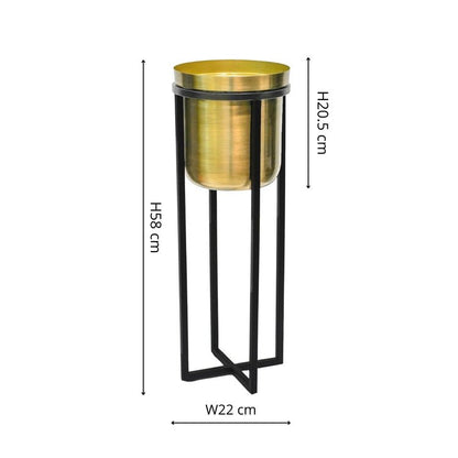 Calla Planter Stand Black/Antique Gold H78CM D29CM - Skandi London