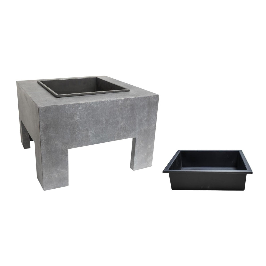 Tuva Square Fire Pit & Square Console Cement - Skandi London
