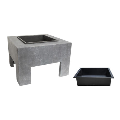 Tuva Square Fire Pit & Square Console Cement - Skandi London