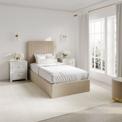 Soho Nordic Beige Tall Ottoman Single Bed - Skandi London