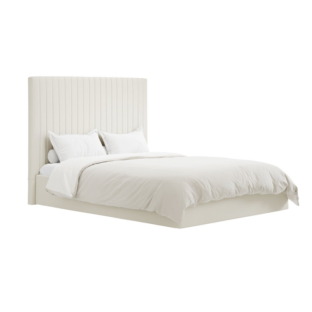 Soho Nordic Milk Tall Ottoman Double Bed - Skandi London