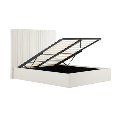 Soho Nordic Milk Tall Ottoman Double Bed - Skandi London