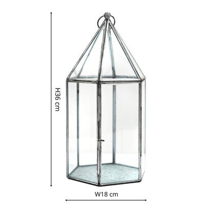 Glass House Terrarium Galvanised H36cm W18cm - Skandi London