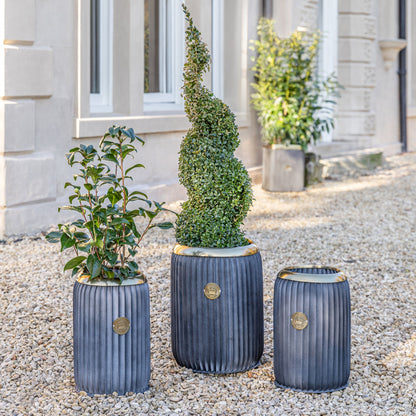 Skandi London Timeless Rounded Outdoor Planter in Lead - Large - Skandi London