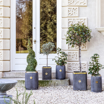 Skandi London Timeless Rounded Outdoor Planter in Lead - Large - Skandi London