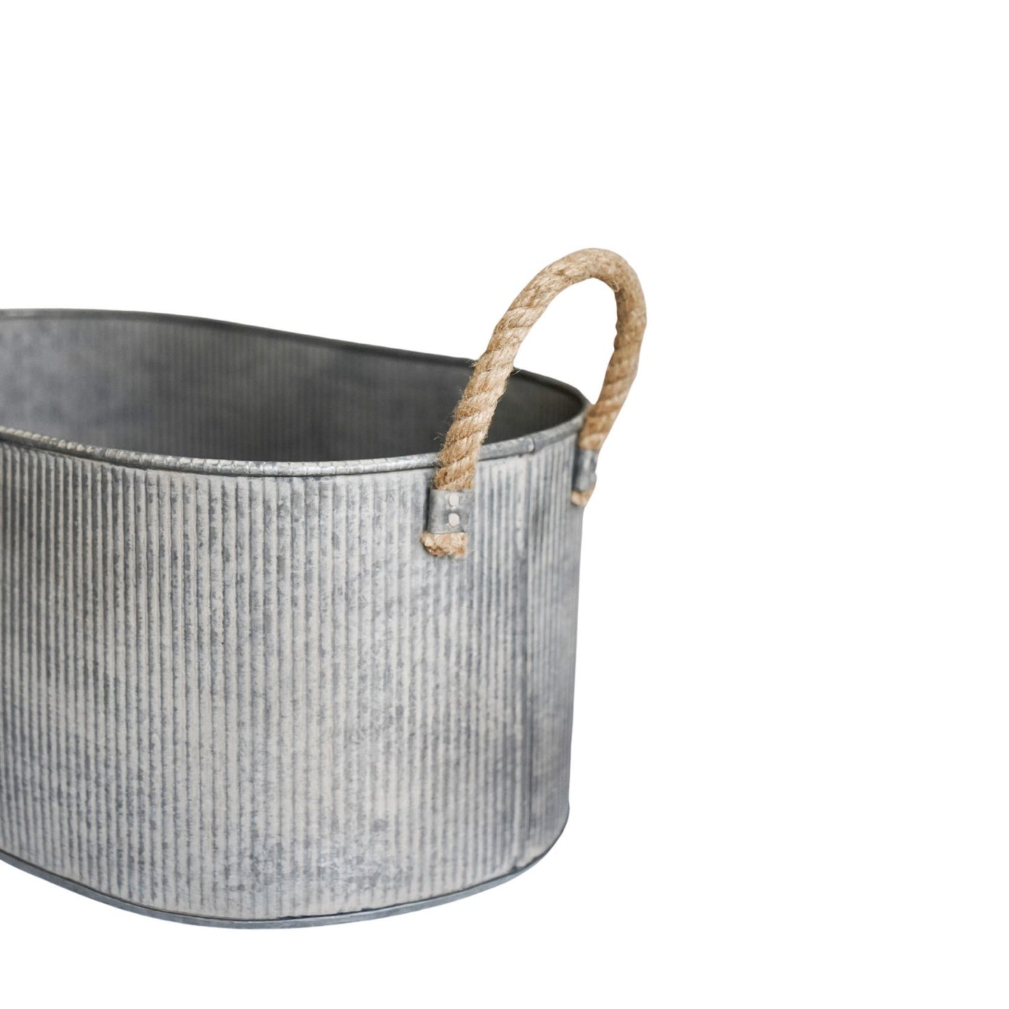Outdoor Galvanised Rope Handle Trough Set of Two - Skandi London