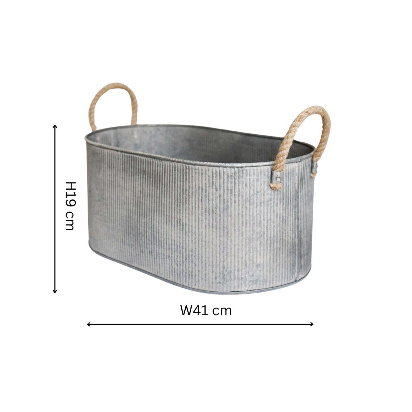 Outdoor Galvanised Rope Handle Trough Set of Two - Skandi London