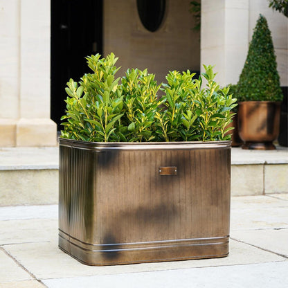 Outdoor Ulrica Rectangular Copper Metal Planter - Large - Skandi London
