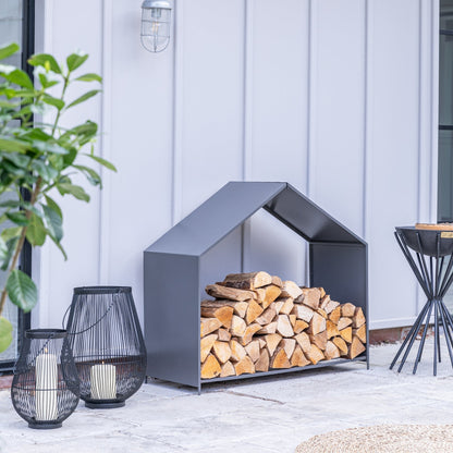 Outdoor House Zinc Log Storage H88cm D100cm - Skandi London