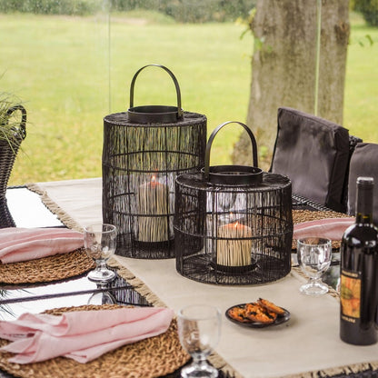 Vega Wirework Lantern with Glass Insert Black - Large - Skandi London