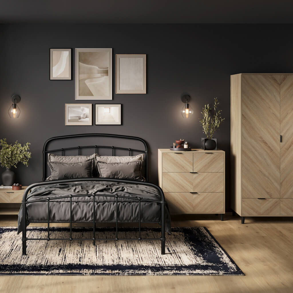 Soho Nordic Chevron 1 Door Wardrobe - Skandi London