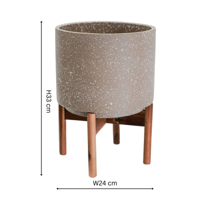 Valetta Caramel Speckled Planter with Stand H33cm D24cm - Skandi London
