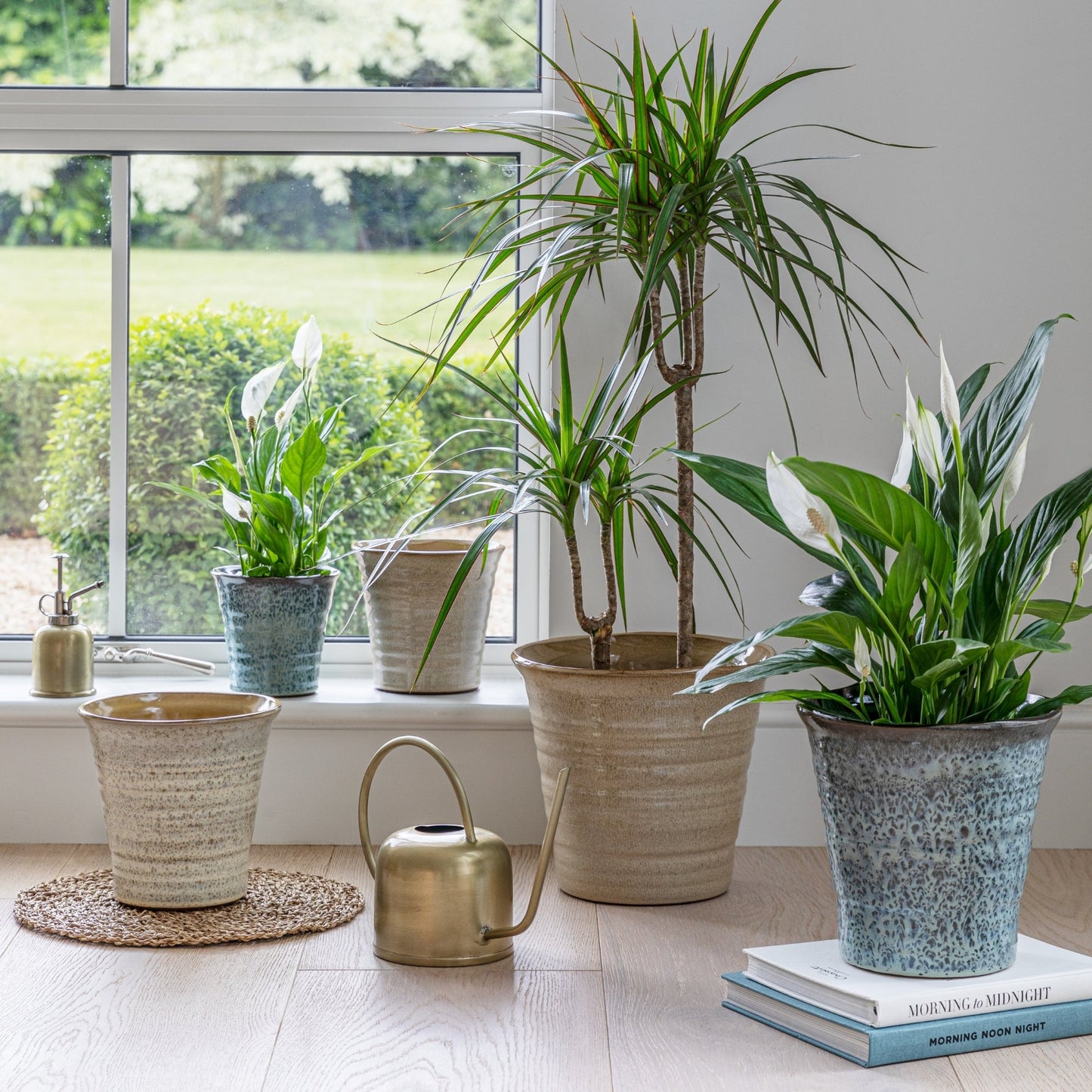 Vallo Reactive Glaze Tapered Blue Planter H26.5cm D29.5cm - Skandi London